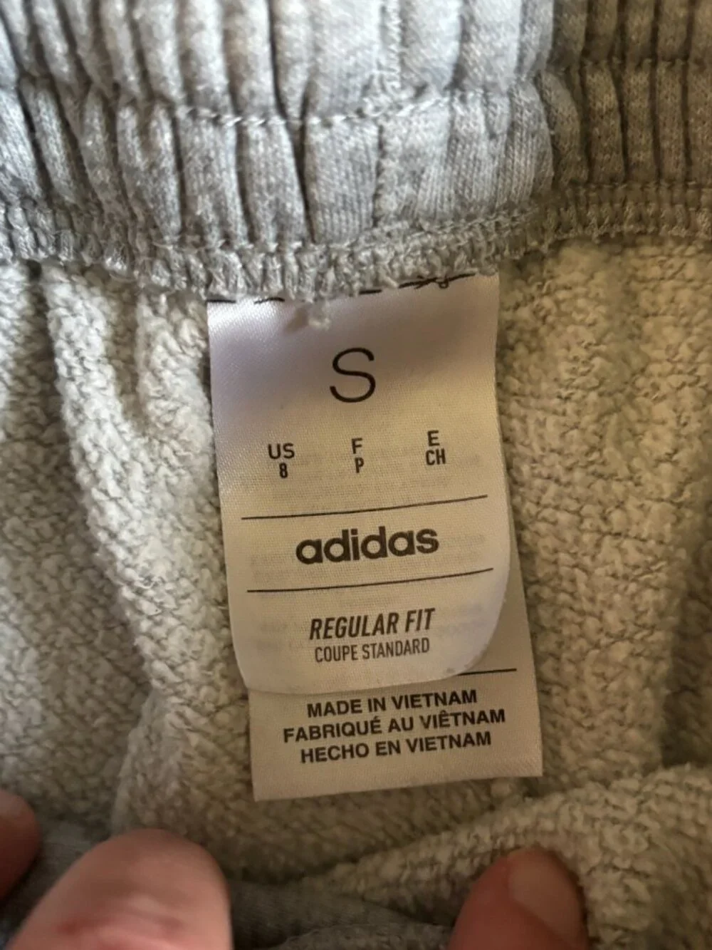 Kids Adidas three-stripe grey sweatpants -- size S